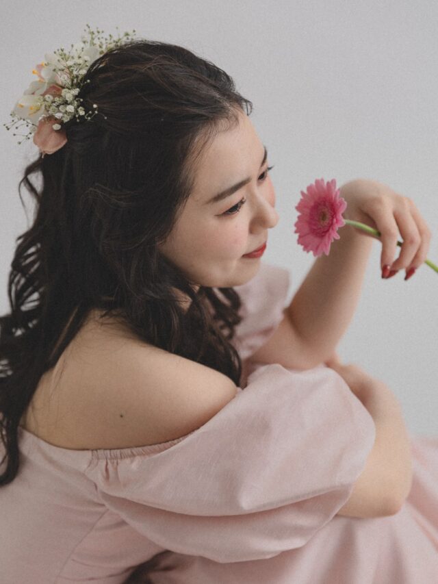 ミディアムの花嫁に人気のフォトウェディング髪型スタイル&髪飾り8