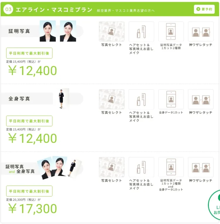 セルフィットのエアライン料金プラン
