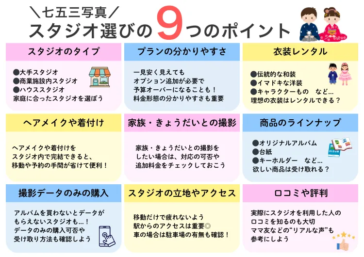 七五三写真スタジオ選びの9つのポイント